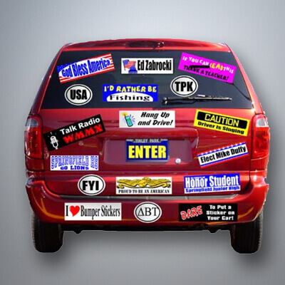 Bumper stickers for elections, promotions and advertising